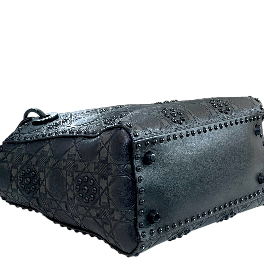 Christian Dior Studded Lady Dior medium Black Matte Calfskin Cannage