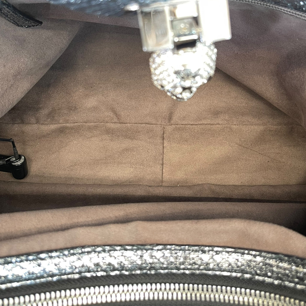 Philipp Plein Skull Tote Bag Silver Leather