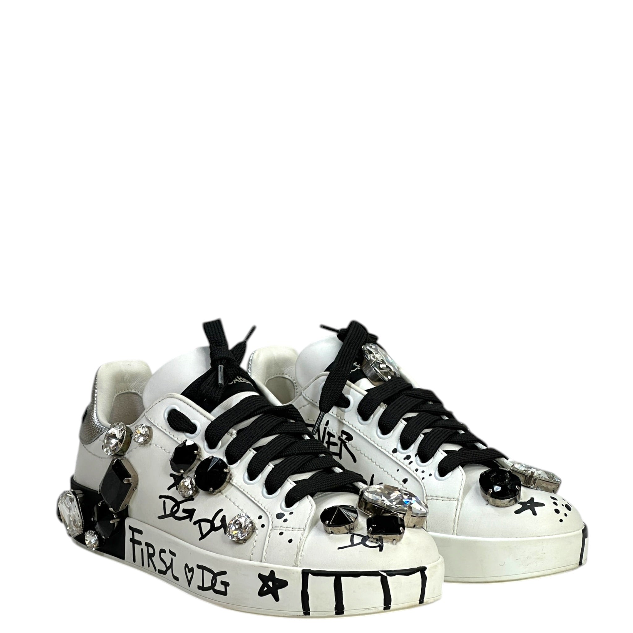 Dolce & Gabbana Portofino Sneakers White Leather Size 36.5