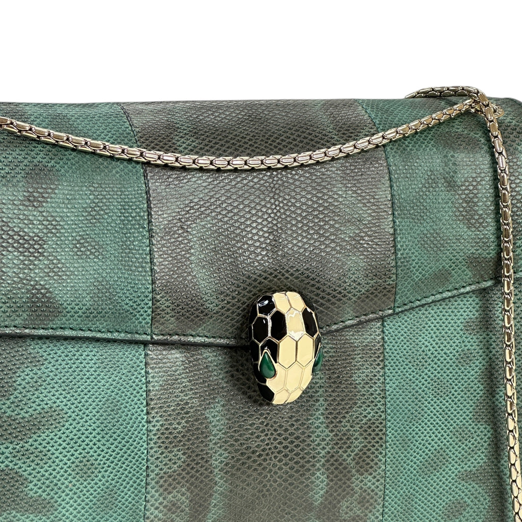 Bvlgari Serpenti Forever Shoulder Bag Green Karung Skin