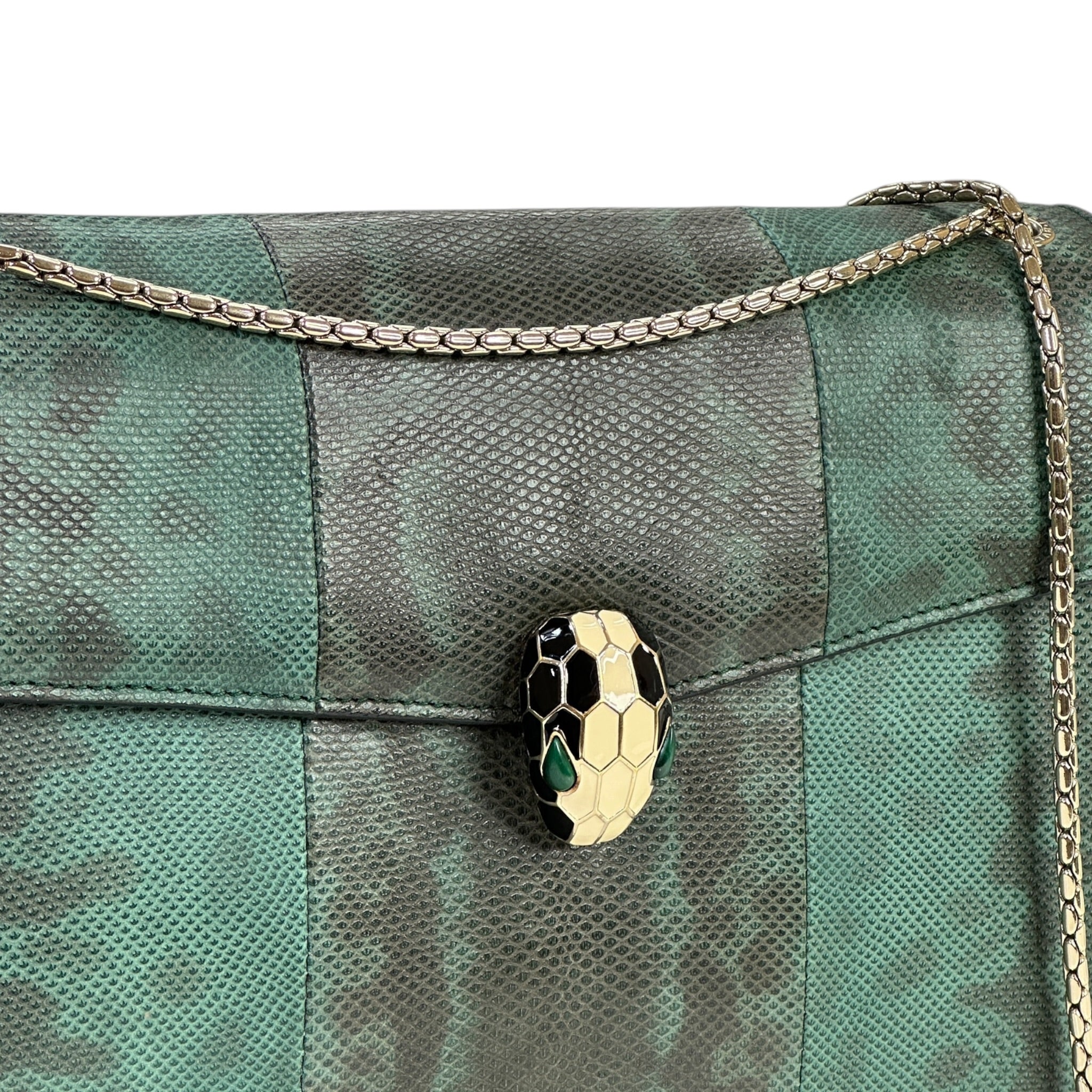 Bvlgari Serpenti Forever Shoulder Bag Green Karung Skin