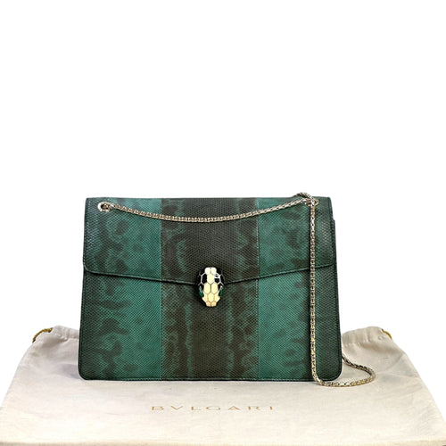 Bvlgari Serpenti Forever Shoulder Bag Green Karung Skin