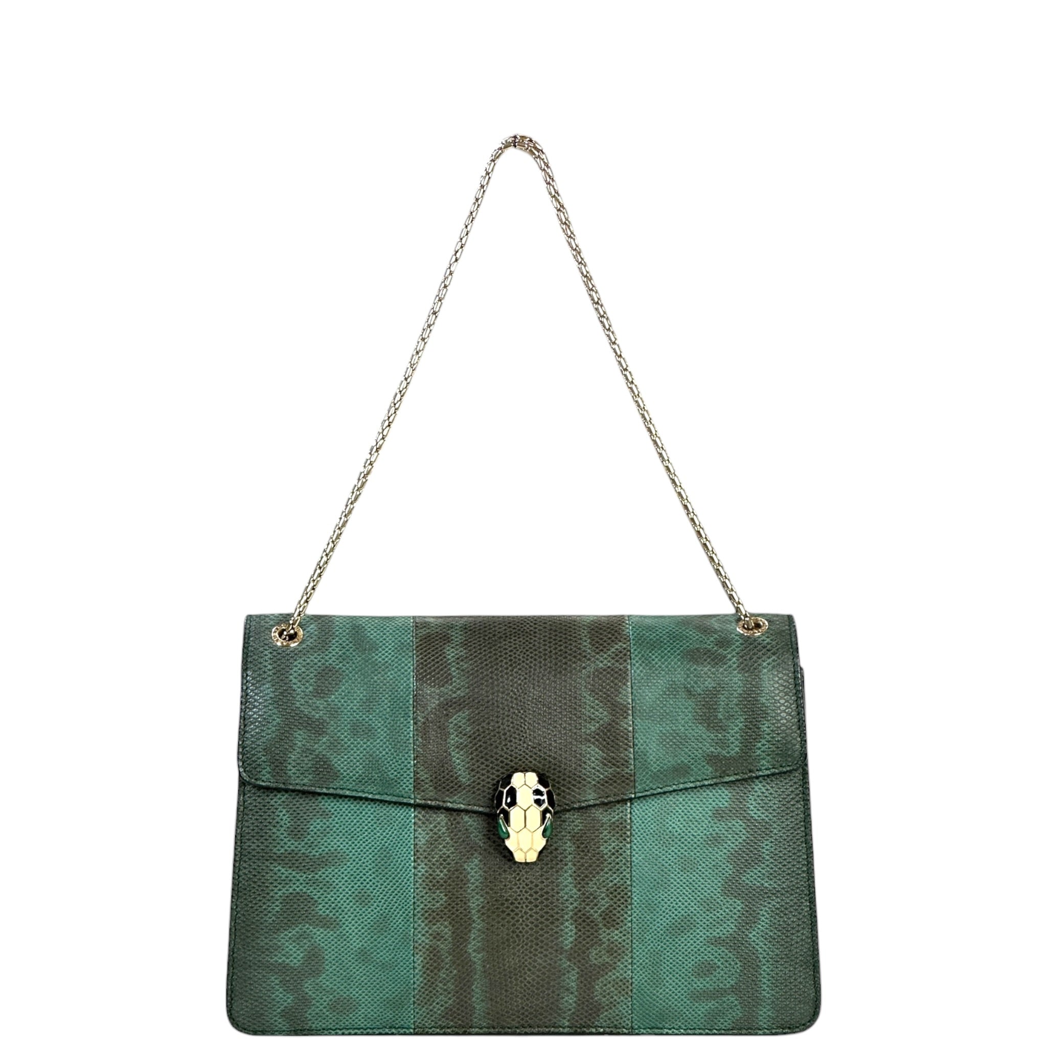 Bvlgari Serpenti Forever Shoulder Bag Green Karung Skin