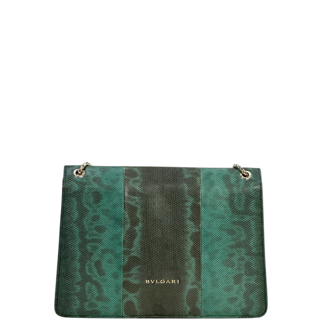 Bvlgari Serpenti Forever Shoulder Bag Green Karung Skin