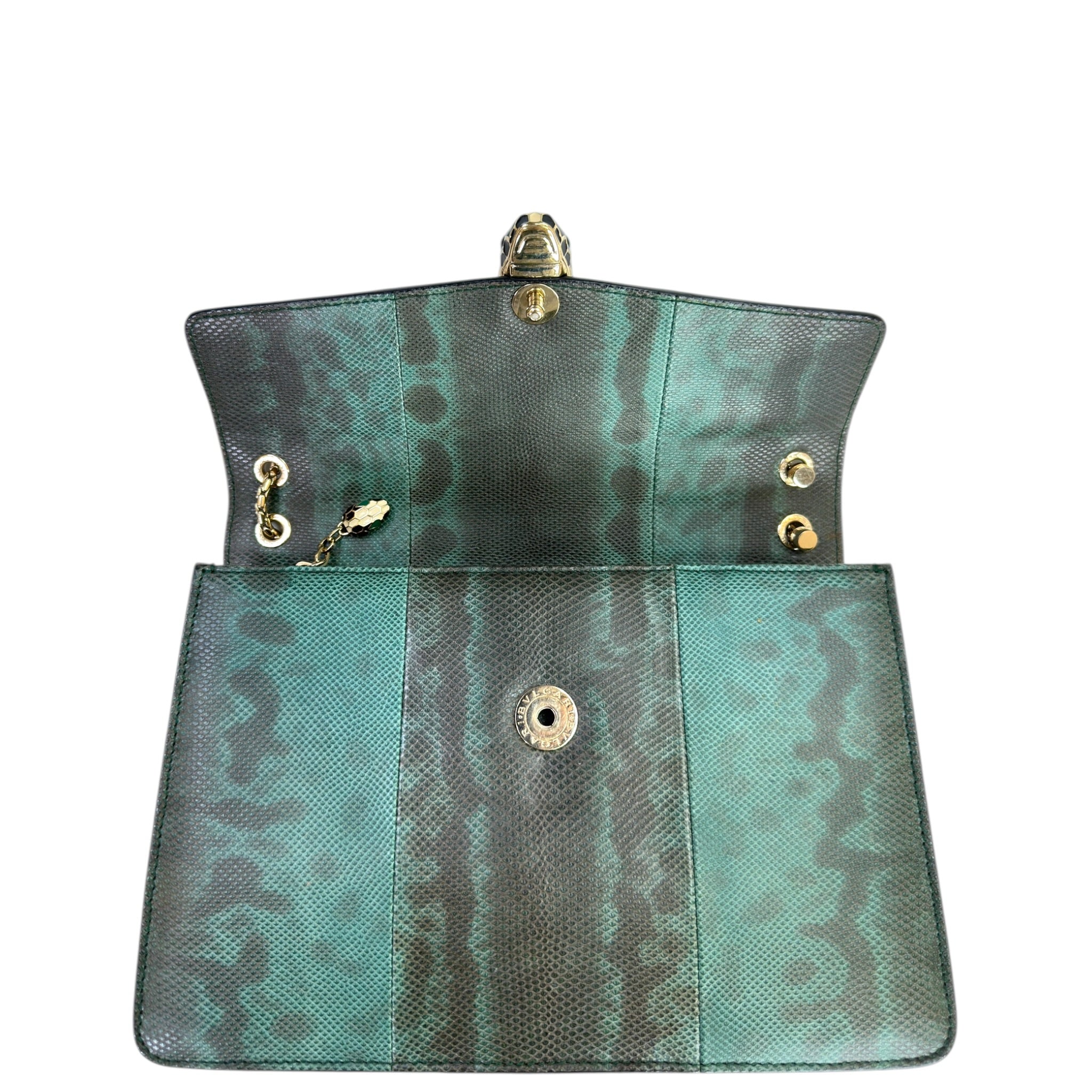 Bvlgari Serpenti Forever Shoulder Bag Green Karung Skin