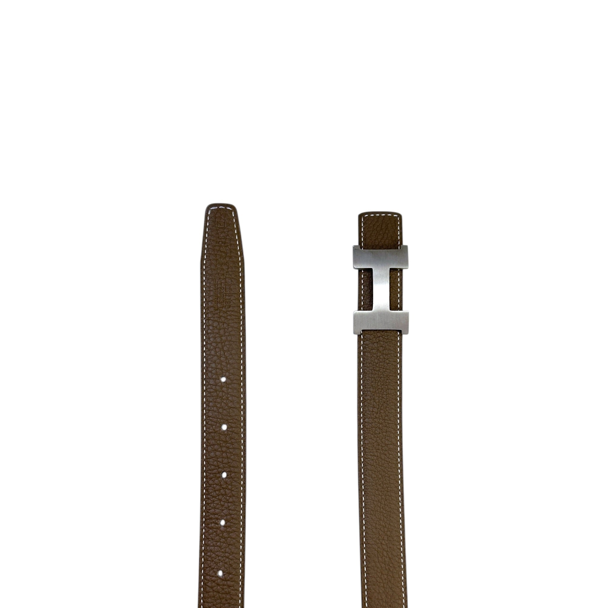 Hermès Mini Constance Buckle Reversible Belt Etain Black PHW