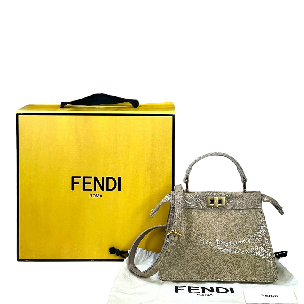 Fendi Peekaboo ISeeU Petite Bag Beige Stingray Leather