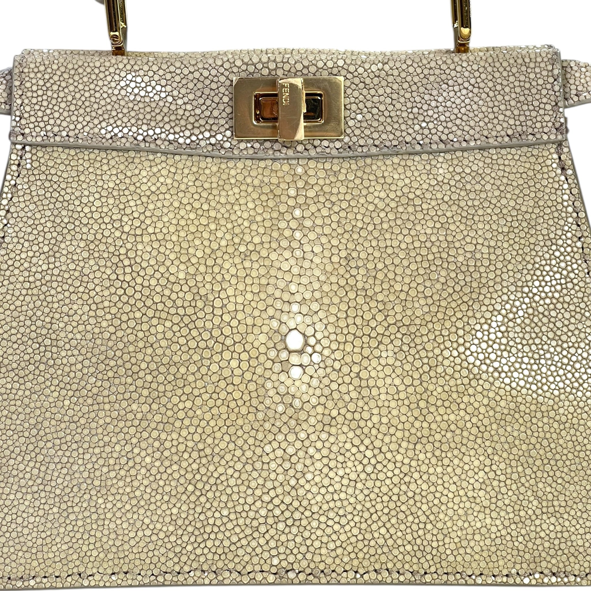 Fendi Peekaboo ISeeU Petite Bag Beige Stingray Leather