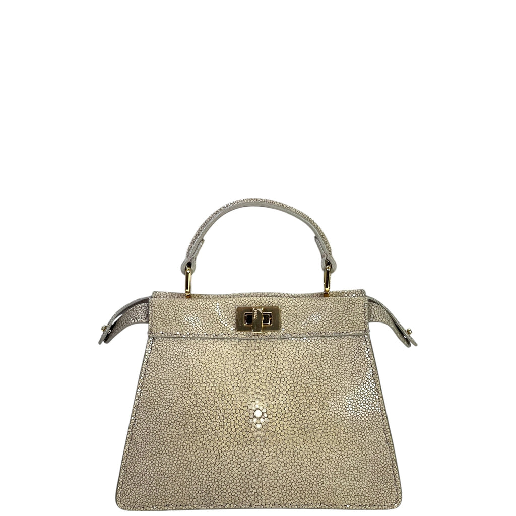 Fendi Peekaboo ISeeU Petite Bag Beige Stingray Leather