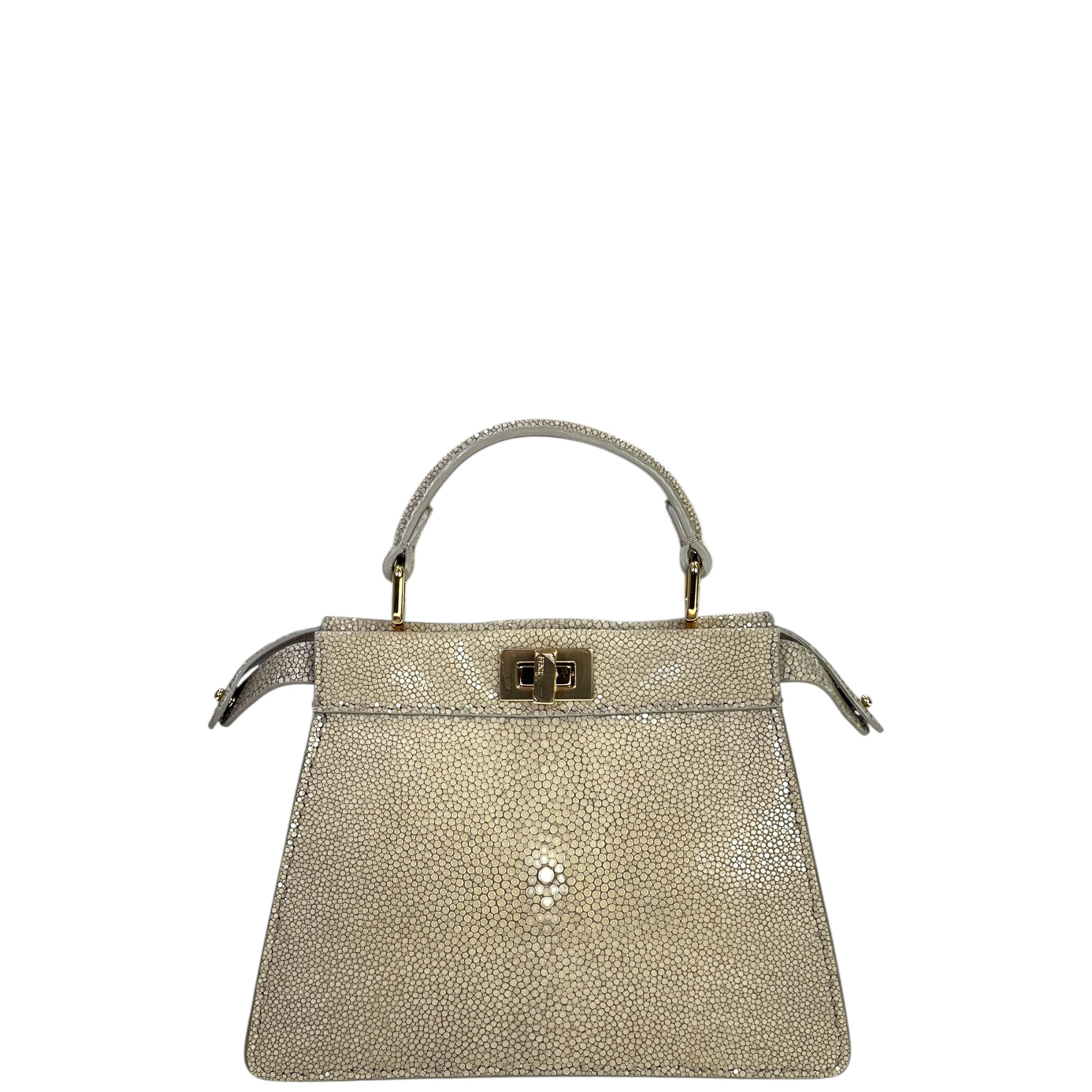 Fendi Peekaboo ISeeU Petite Bag Beige Stingray Leather