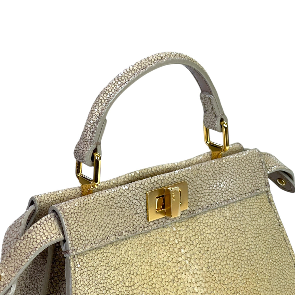Fendi Peekaboo ISeeU Petite Bag Beige Stingray Leather