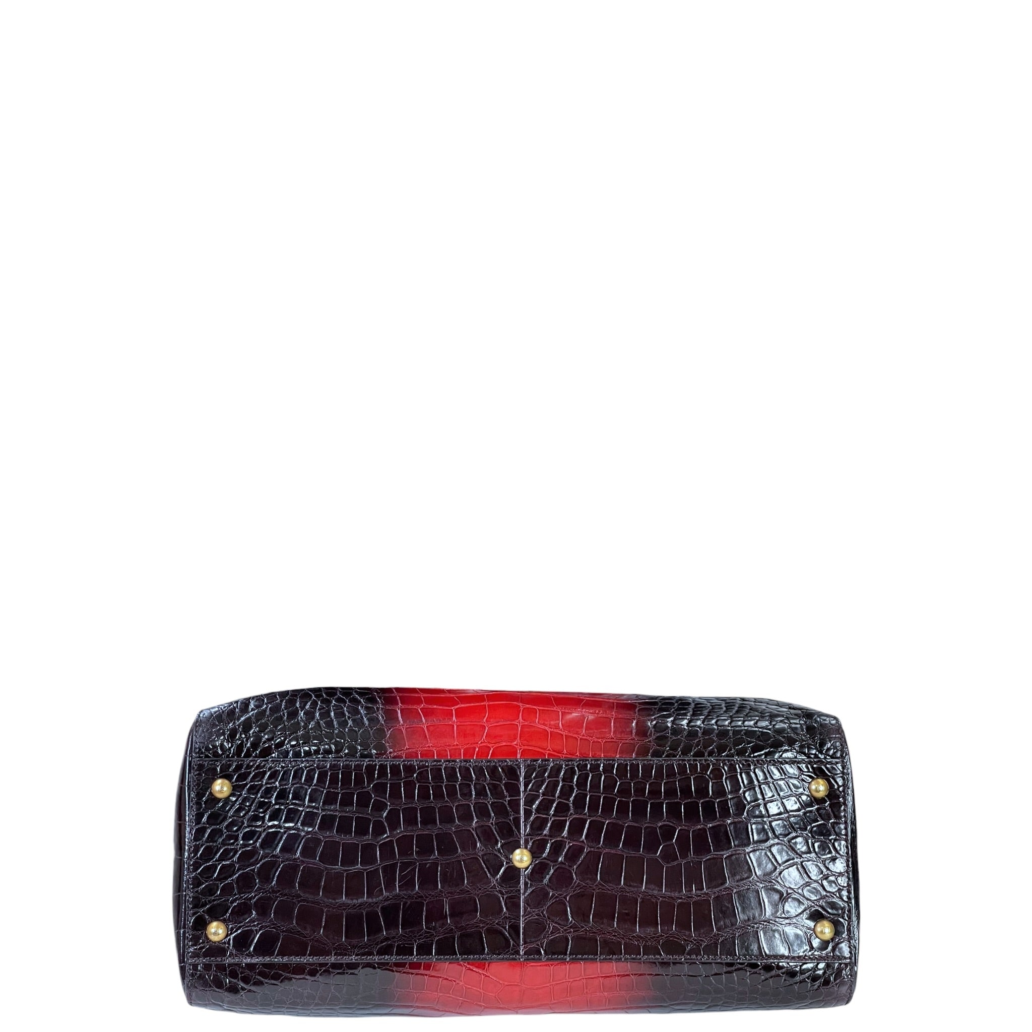 Fendi Iconic Peekaboo Tie and Dye Rouge Crocodile Bag