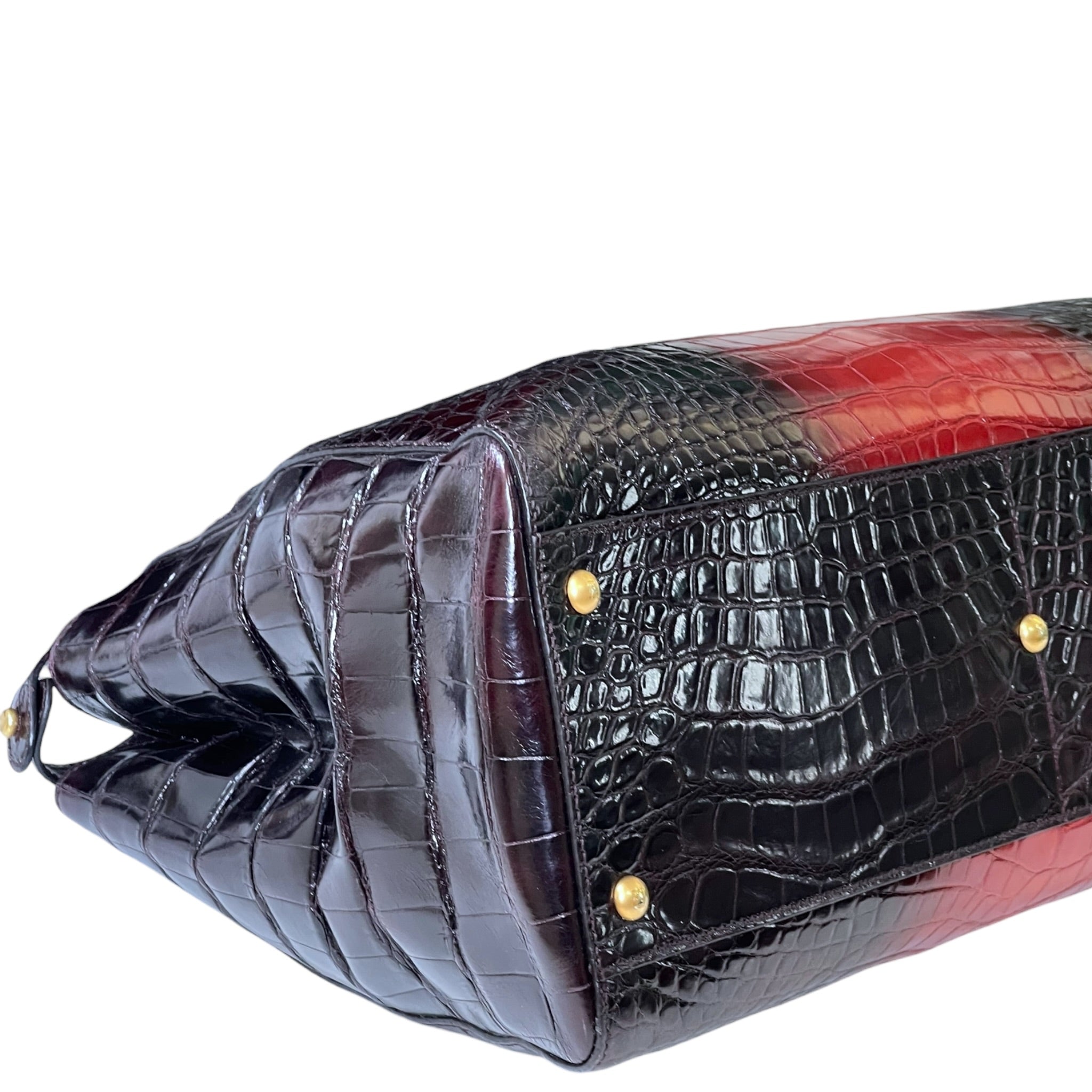 Fendi Iconic Peekaboo Tie and Dye Rouge Crocodile Bag