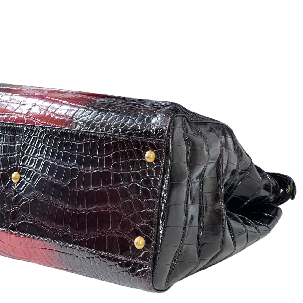 Fendi Iconic Peekaboo Tie and Dye Rouge Crocodile Bag