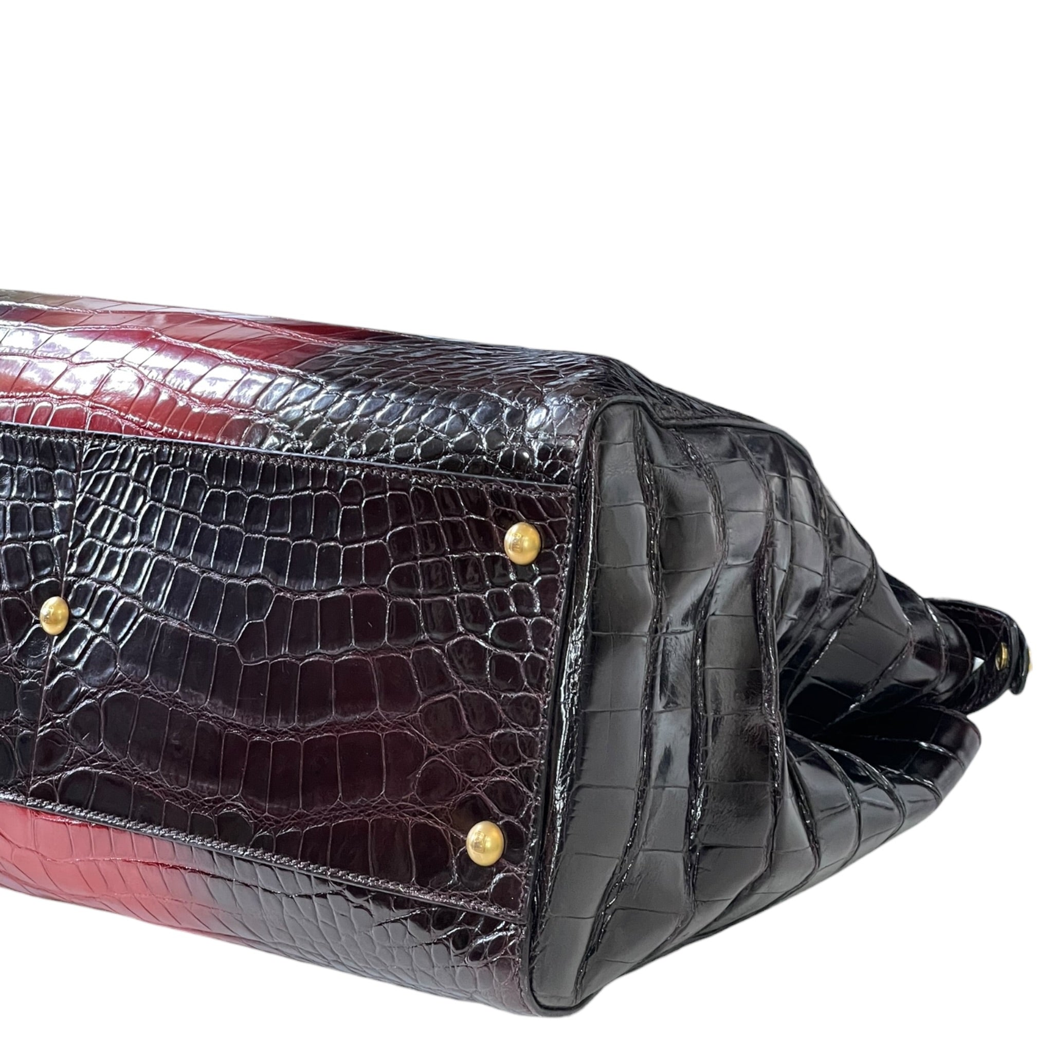 Fendi Iconic Peekaboo Tie and Dye Rouge Crocodile Bag