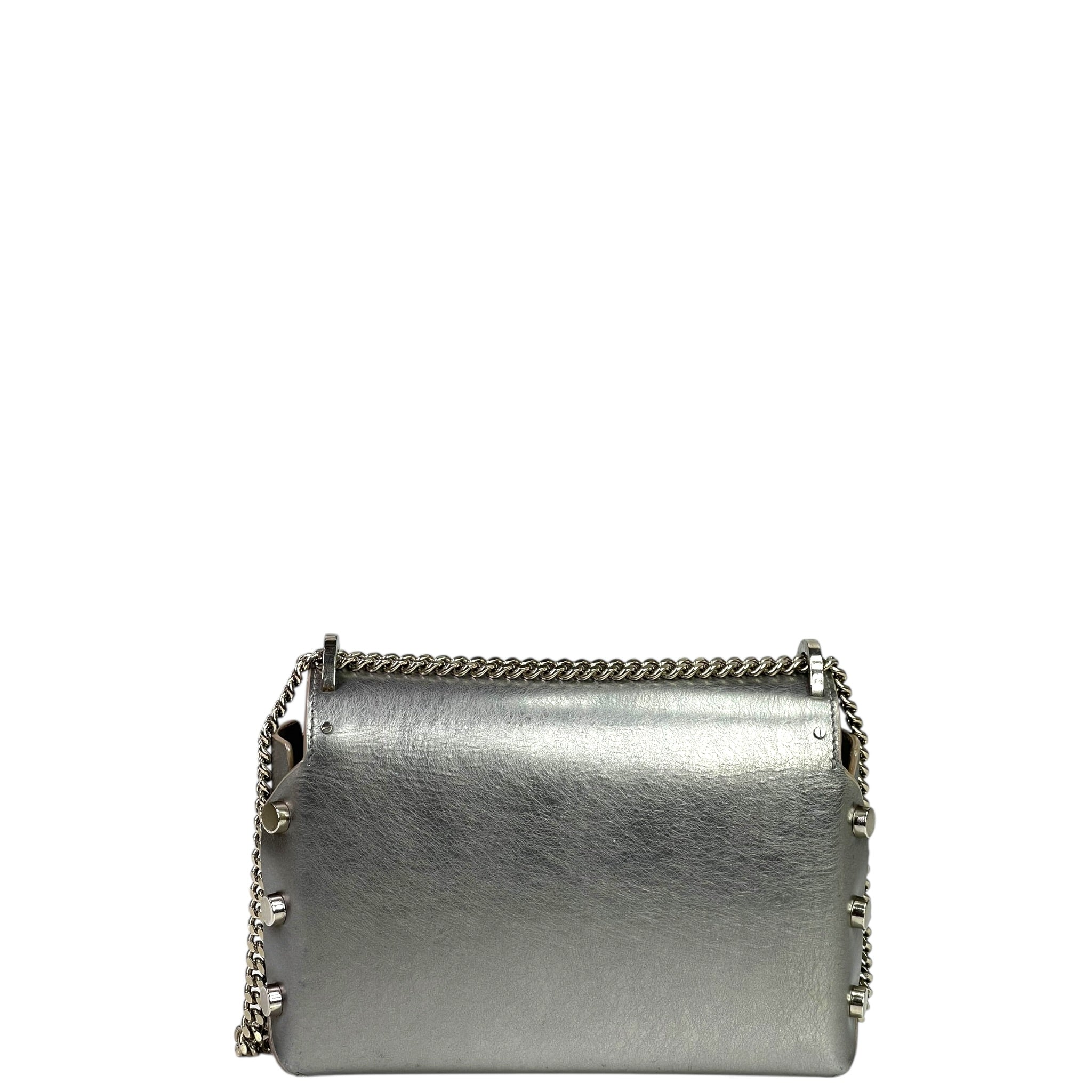 Jimmy Choo Lockett Petite Bag Vintage Silver Metallic Leather