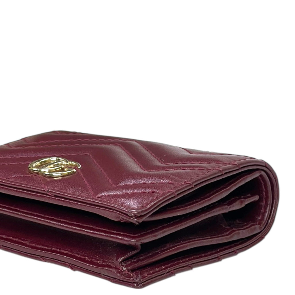 Gucci GG Marmont Small Wallet Matelassé Rosso Ancora Red Leather