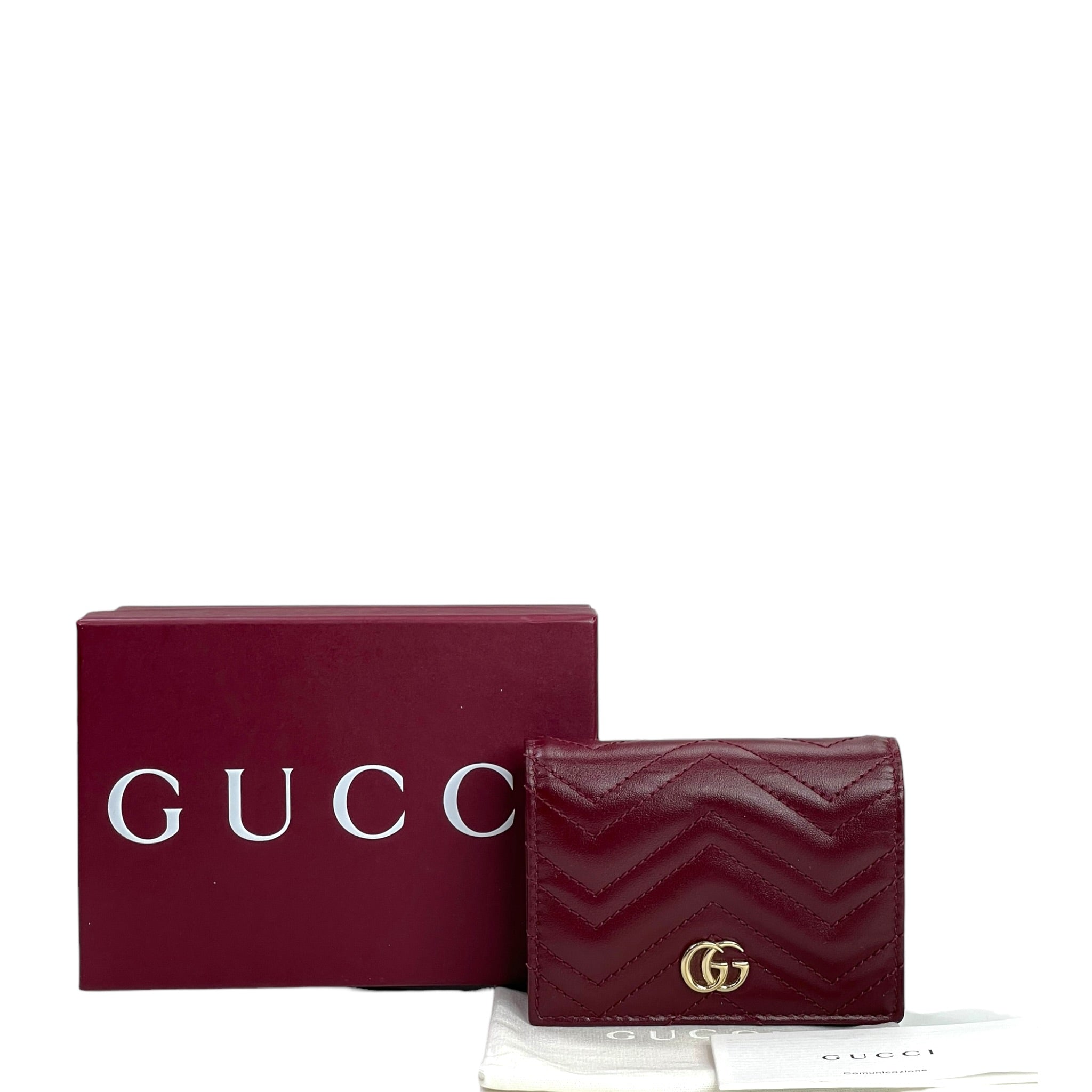 Gucci GG Marmont Small Wallet Matelassé Rosso Ancora Red Leather