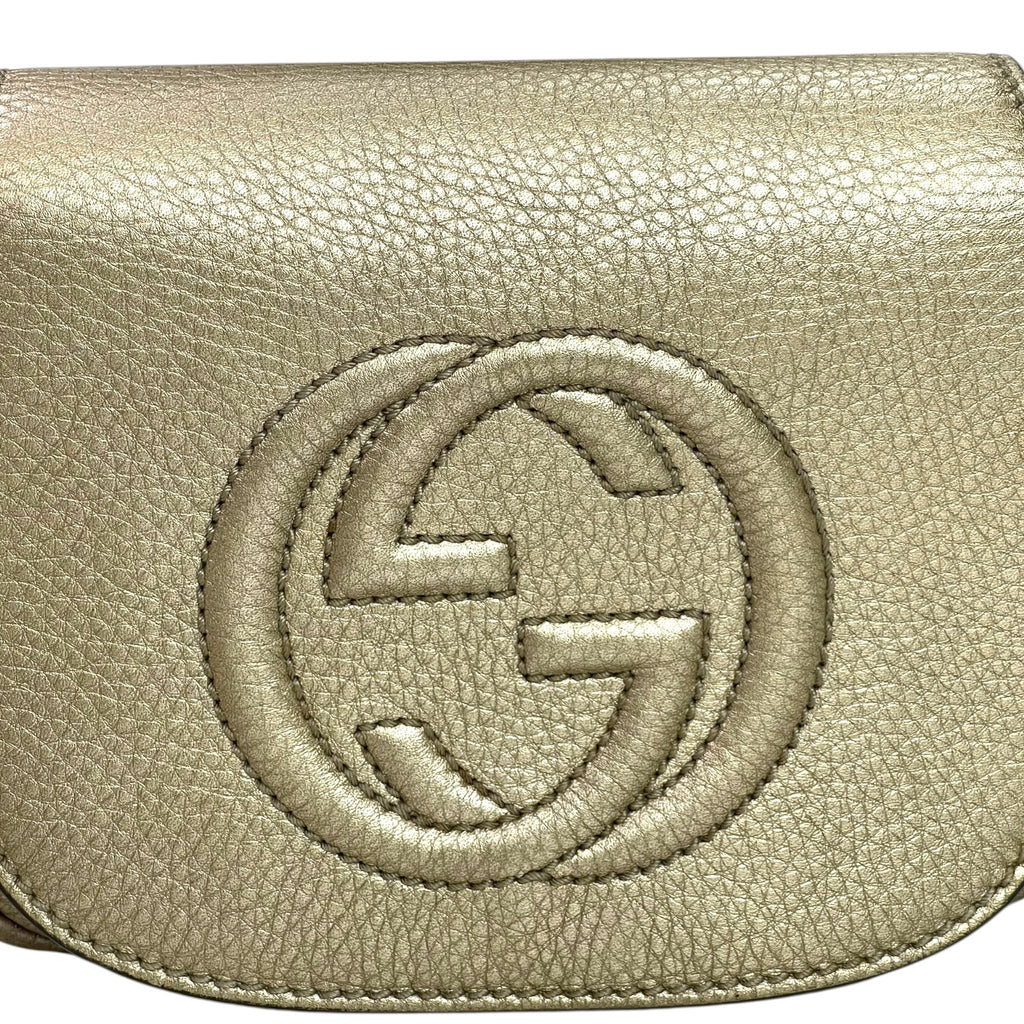 Gucci  Soho Chain Crossbody Bag Metallic Gold Leather