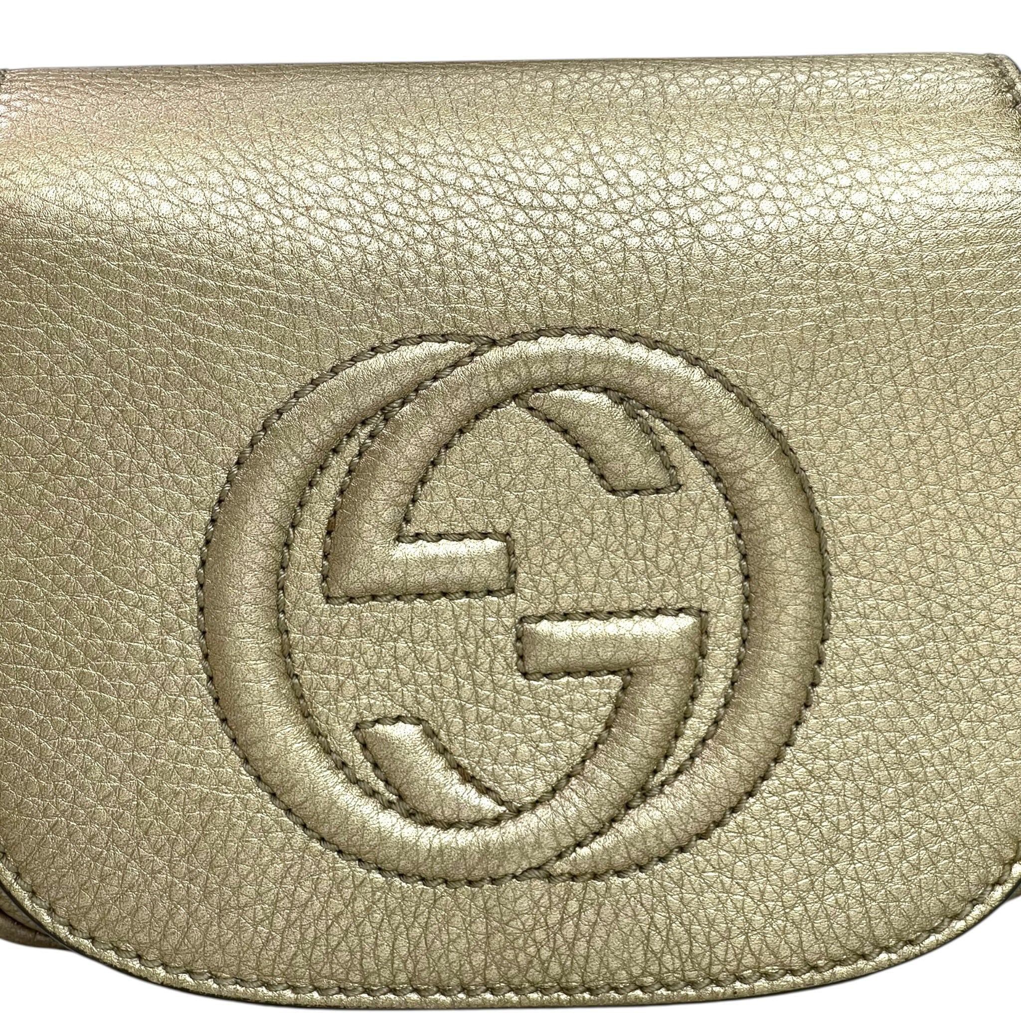 Gucci  Soho Chain Crossbody Bag Metallic Gold Leather