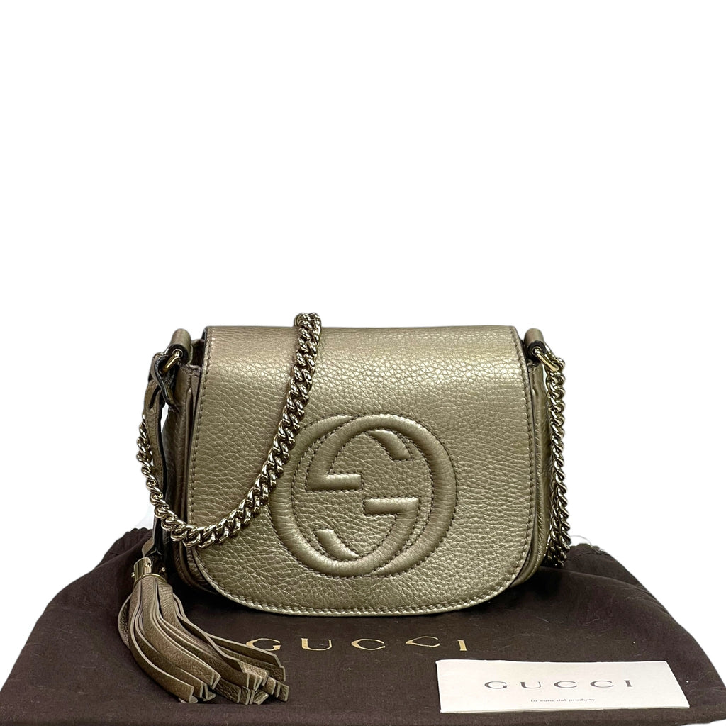Gucci  Soho Chain Crossbody Bag Metallic Gold Leather