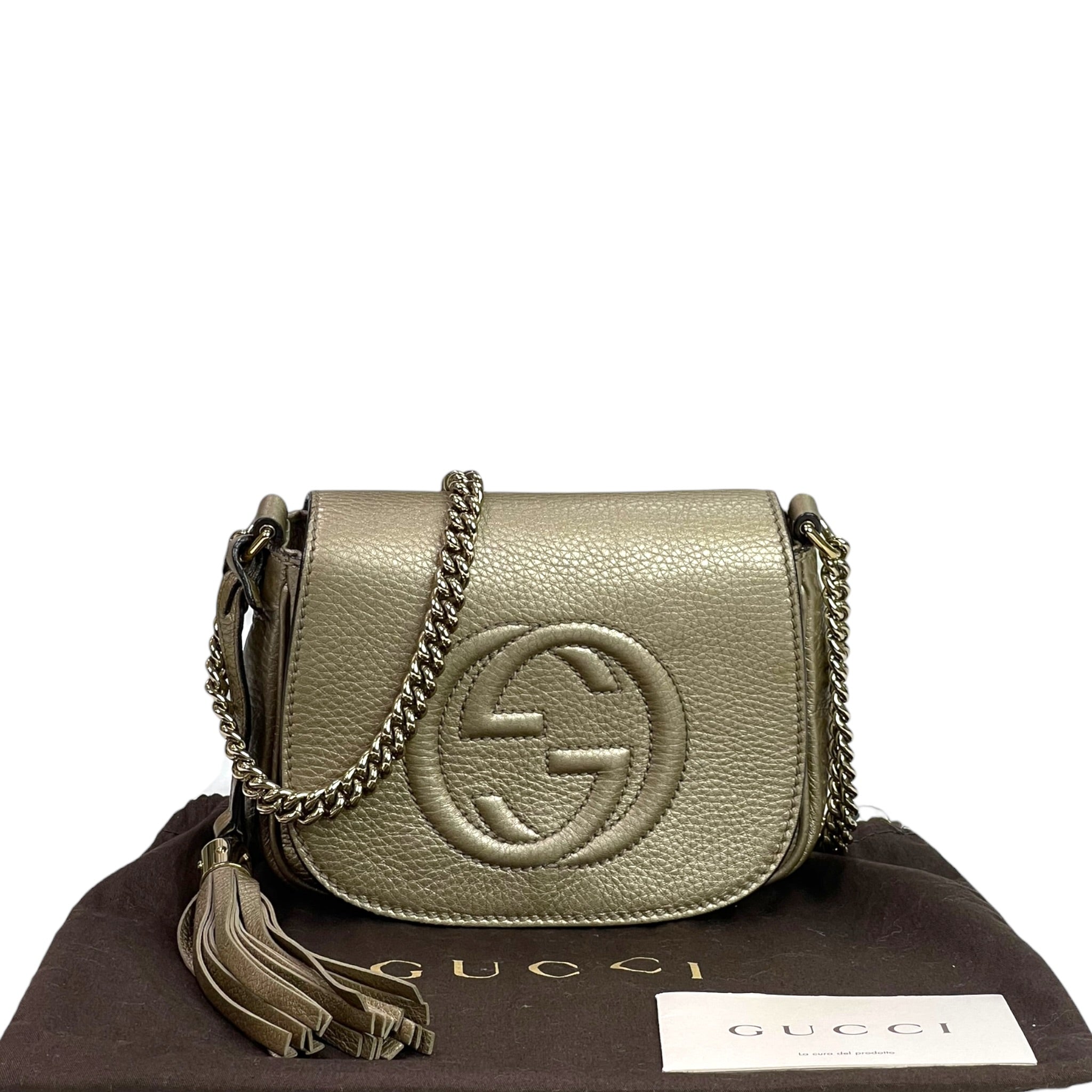 Gucci  Soho Chain Crossbody Bag Metallic Gold Leather