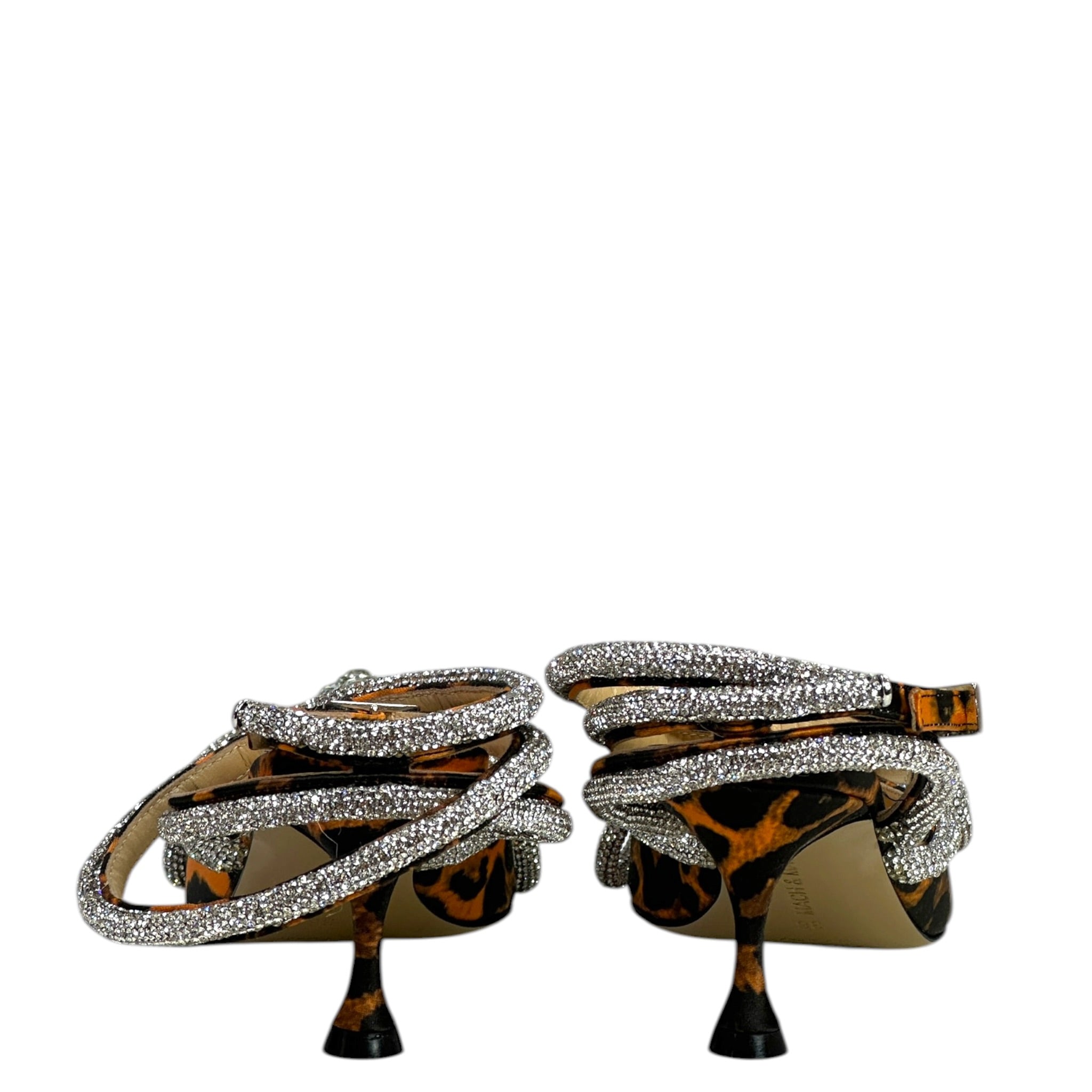 Mach & Mach Double Crystal Bow Pumps Orange Leopard Print Size EU 36
