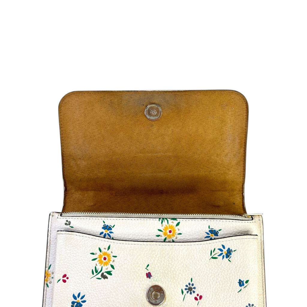 Coach Klare Crossbody Bag White Floral Print Leather