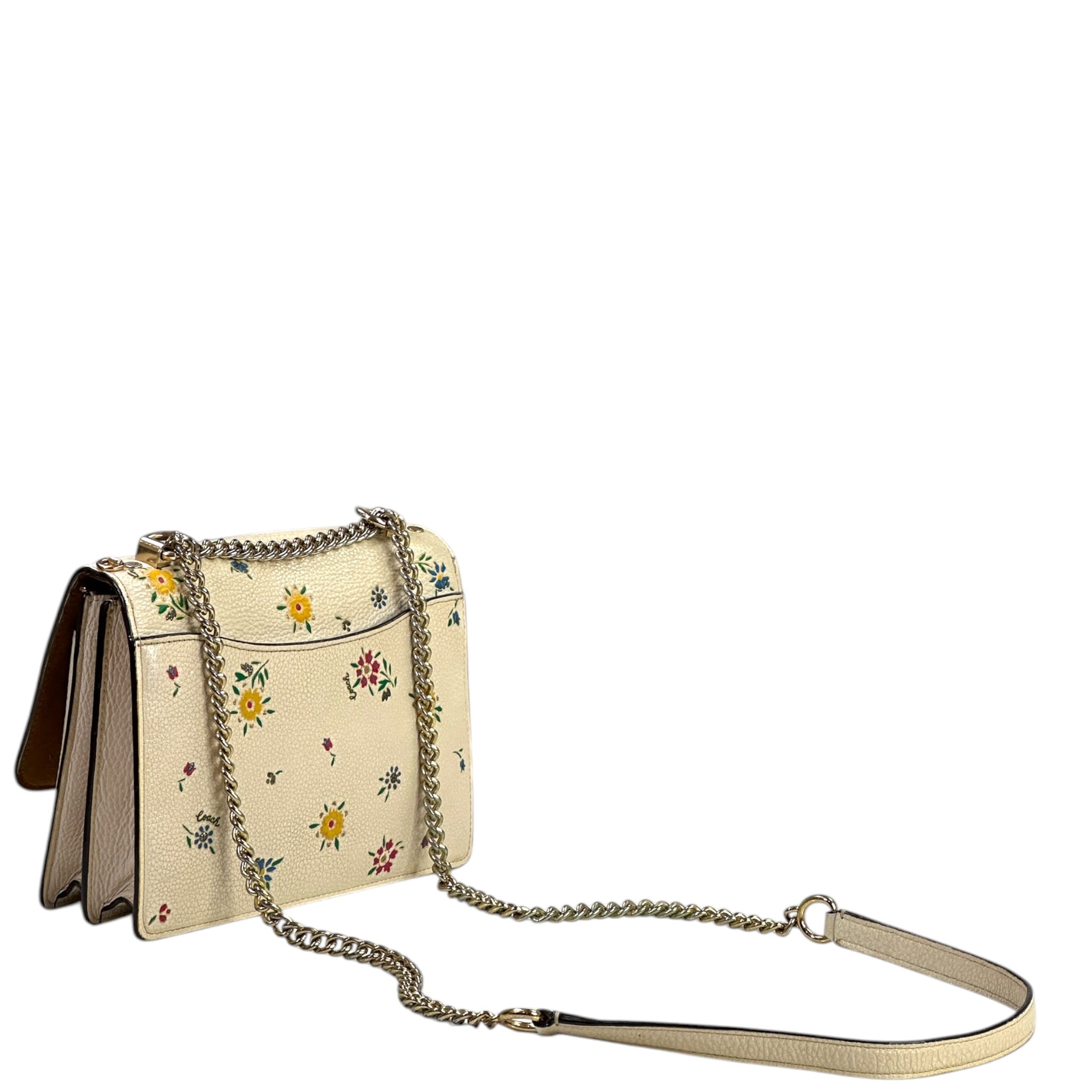 Coach Klare Crossbody Bag White Floral Print Leather