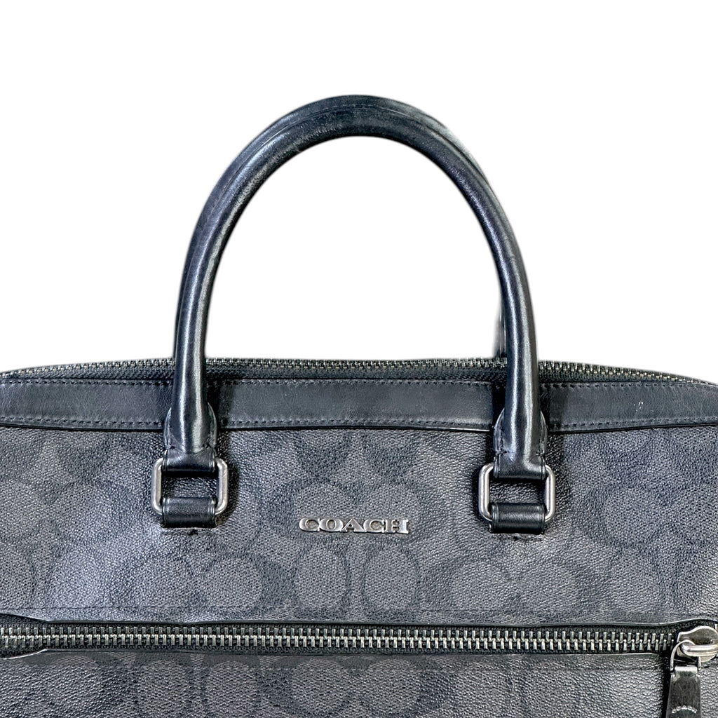 Coach Ethan Slim Brief Black Signature Leather