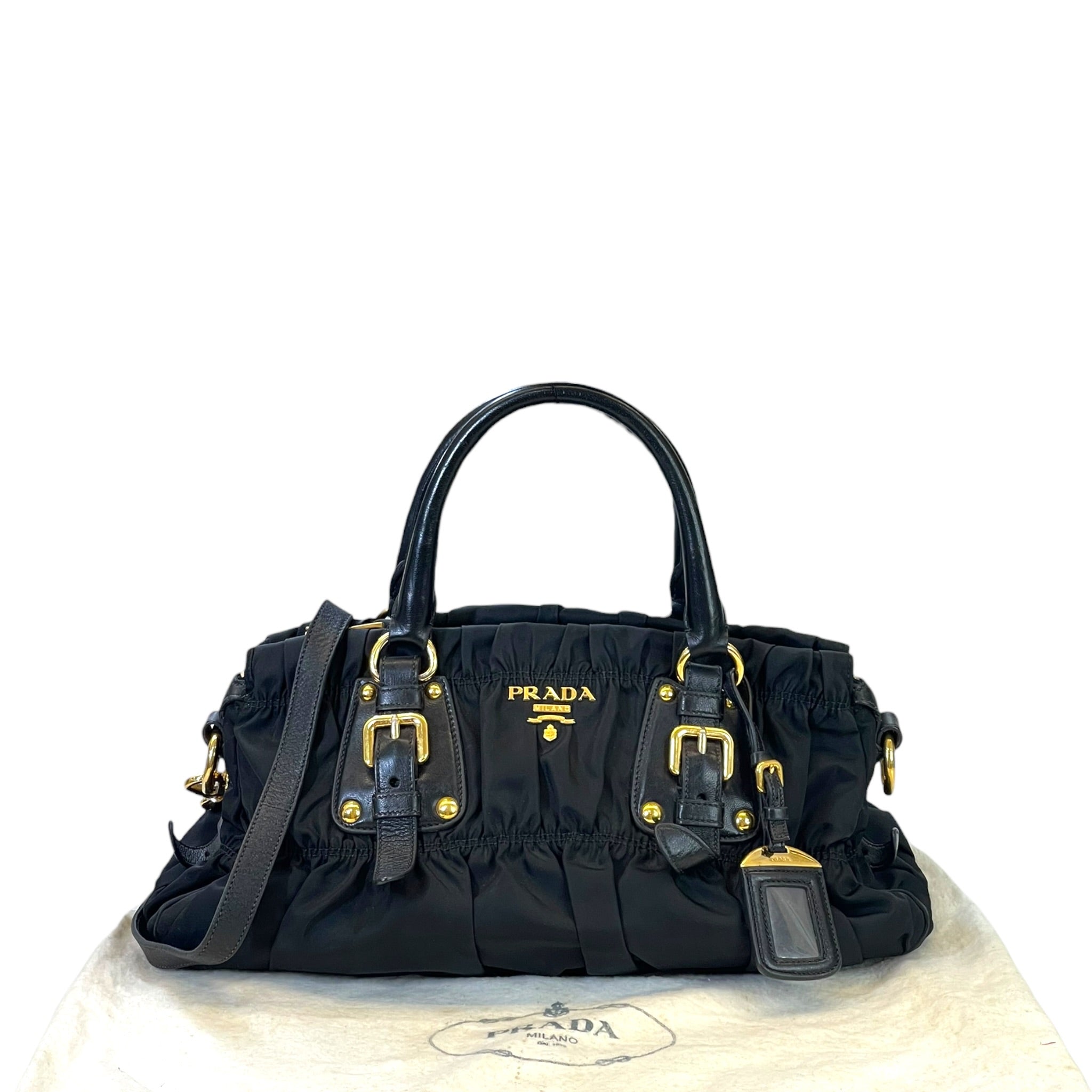 Prada Tessuto Gaufre Satchel Black Nylon Bag