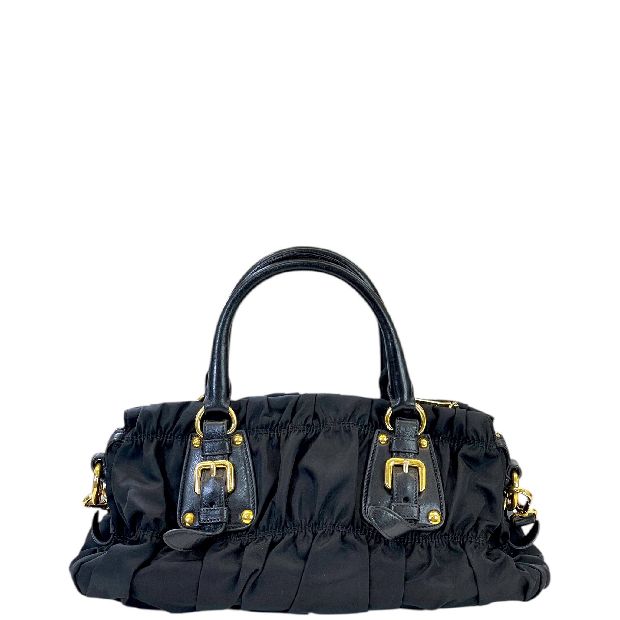 Prada Tessuto Gaufre Satchel Black Nylon Bag