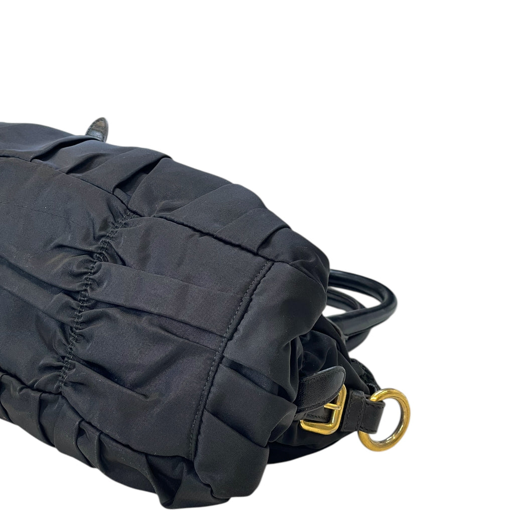Prada Tessuto Gaufre Satchel Black Nylon Bag