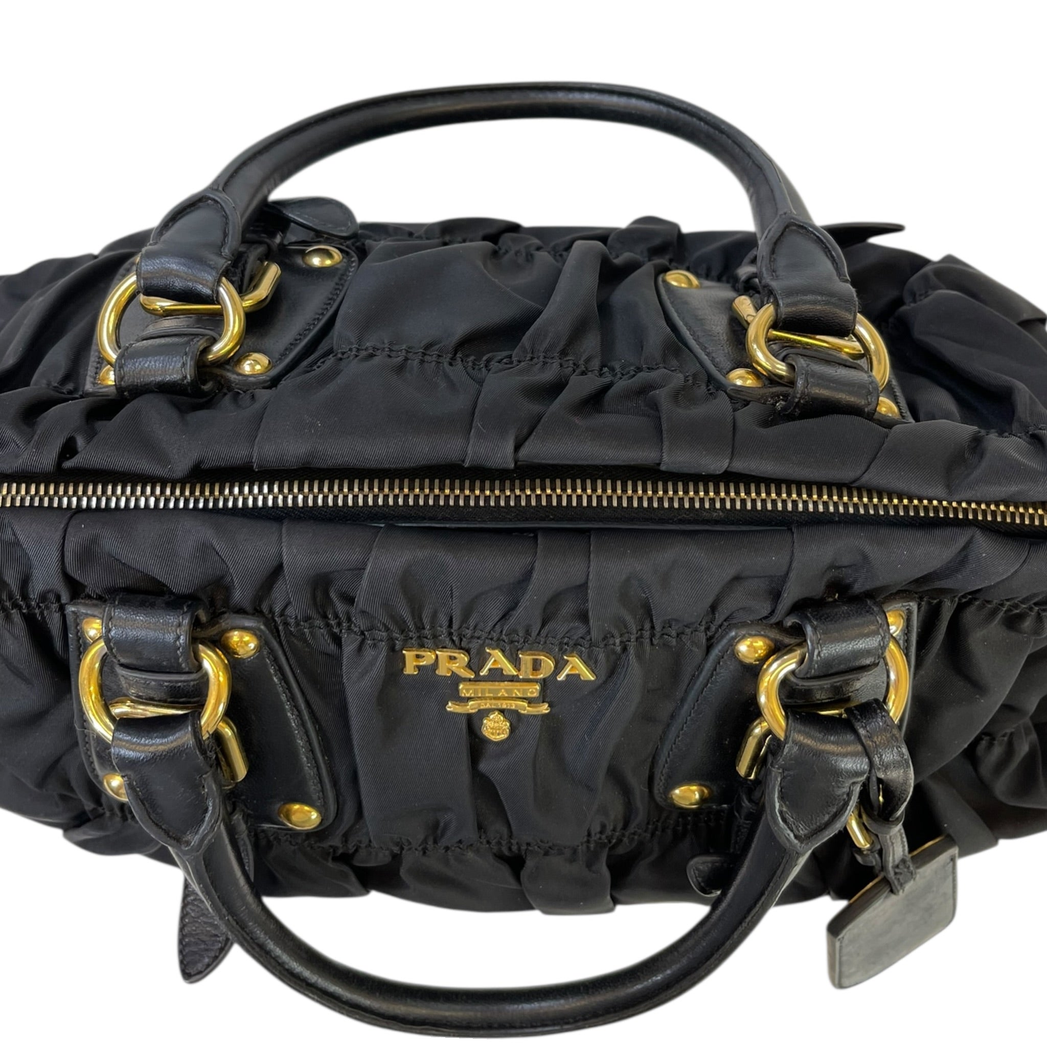 Prada Tessuto Gaufre Satchel Black Nylon Bag