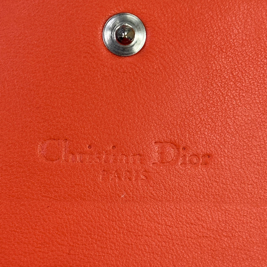 Christian Dior Rendezvous Wallet On Chain Orange Cannage Leather