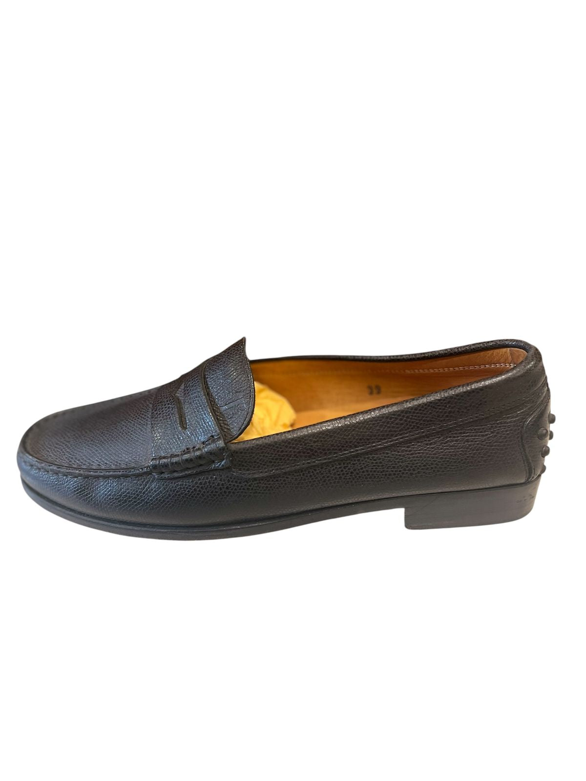 Tod's Gommino Penny Slip On Black Leather Loafers EU 39