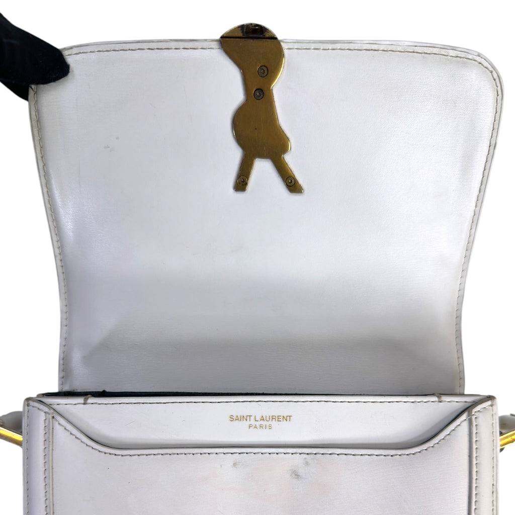 Saint Laurent Solferino Small Satchel White Smooth Leather