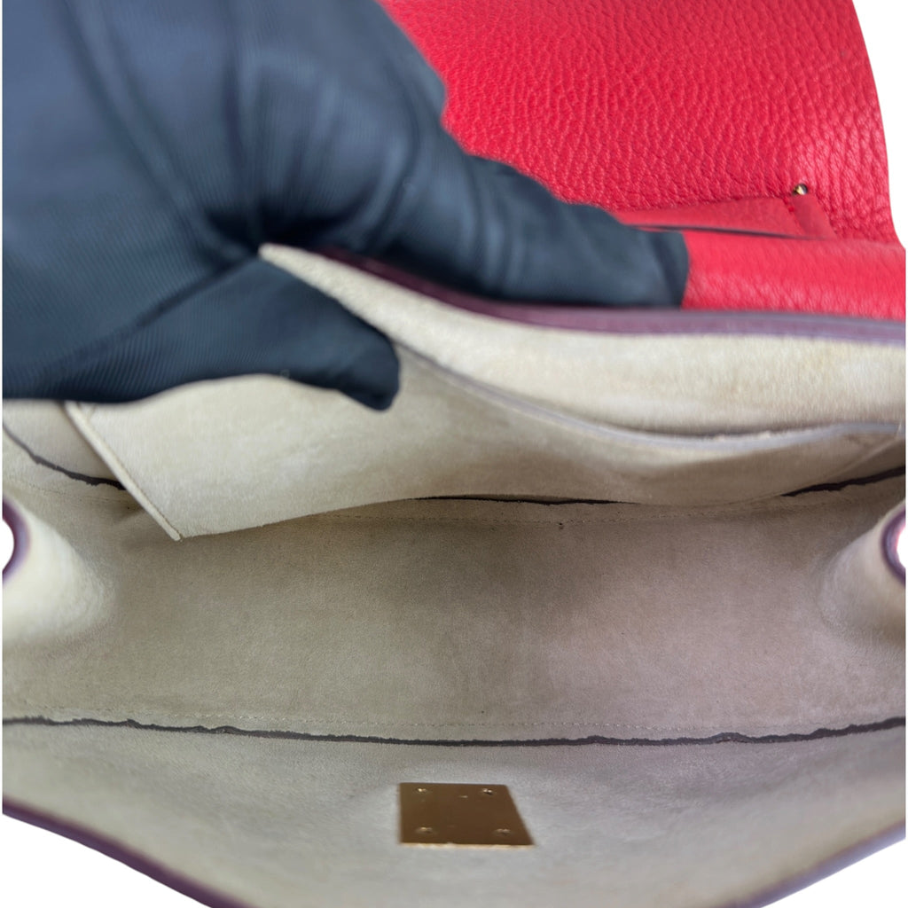 Chloé Drew Chain Shoulder Bag Red Pebbled Leather