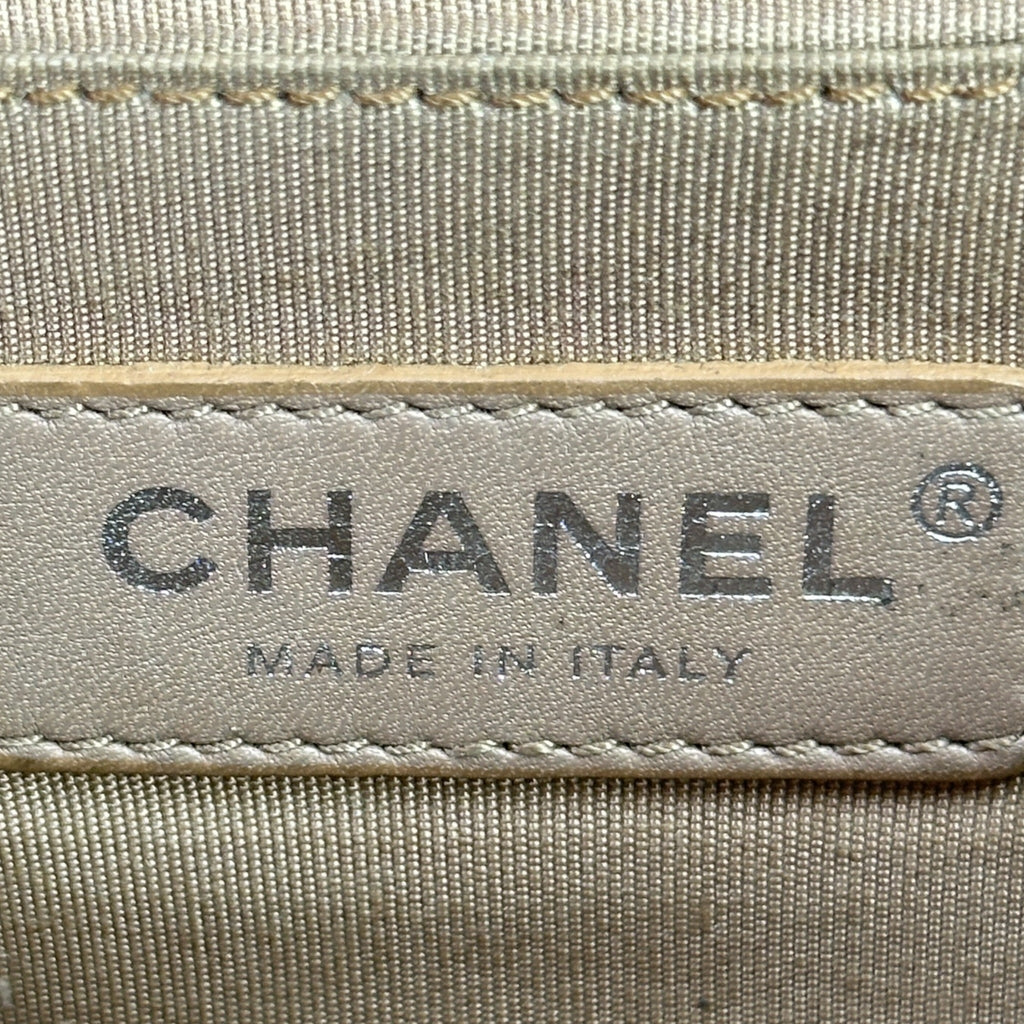 Chanel Boy Bag Medium Light Brown Caviar Chevron Quilted