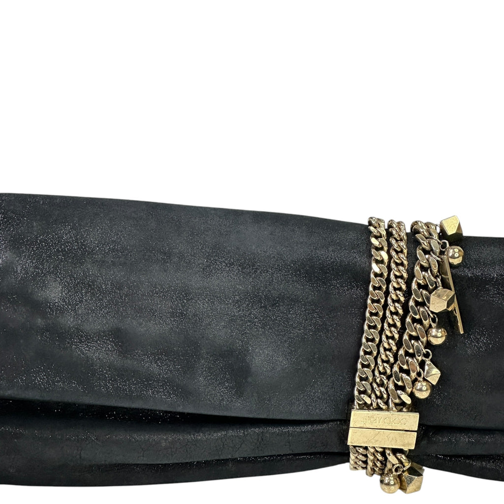 Jimmy Choo Chandra Clutch Black Shimmering Leather