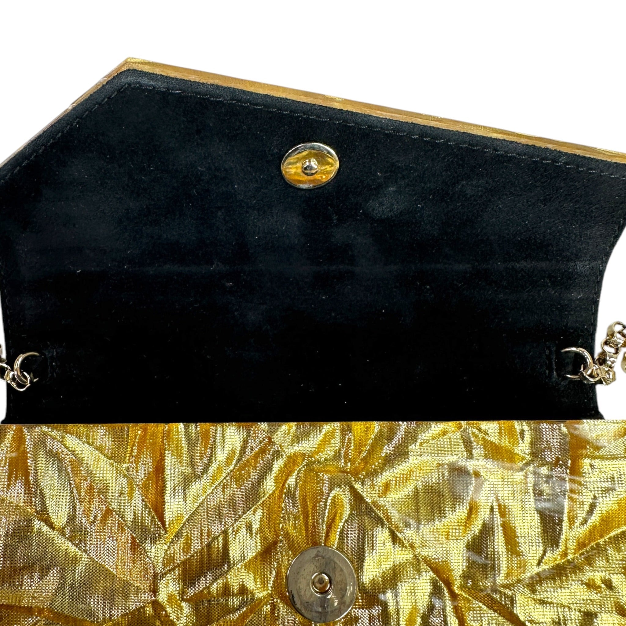 Jimmy Choo Candy Clutch Crinkled Gold Glitter Acrylic
