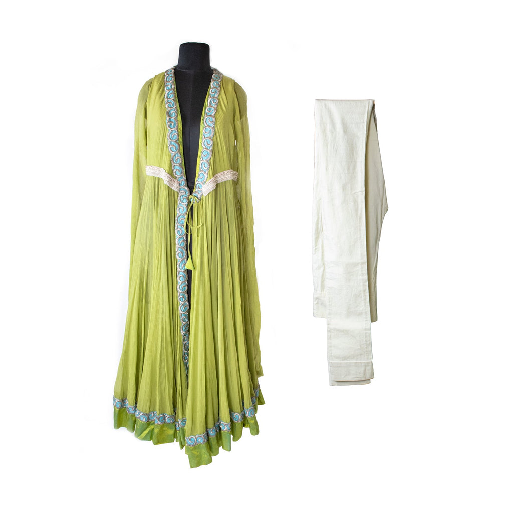 Anamika Khanna Green Open Gown With Pants