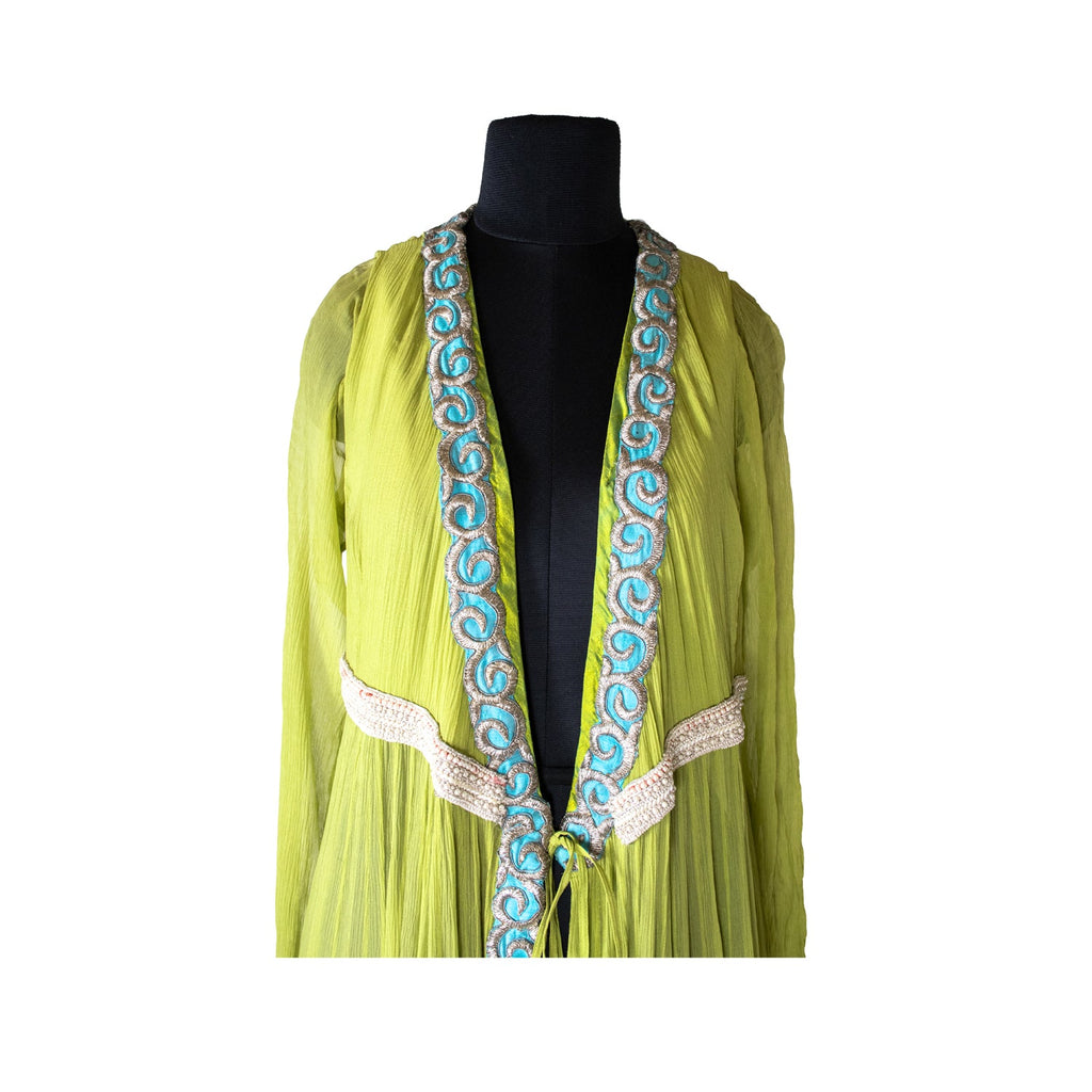 Anamika Khanna Green Open Gown With Pants