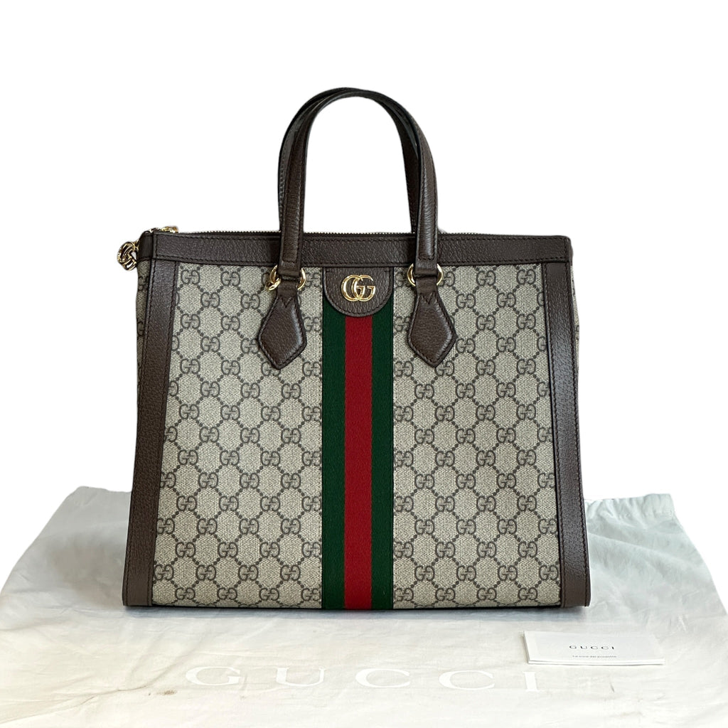 Gucci Ophidia GG Top Handle Bag Large Web Beige GG Supreme Canvas