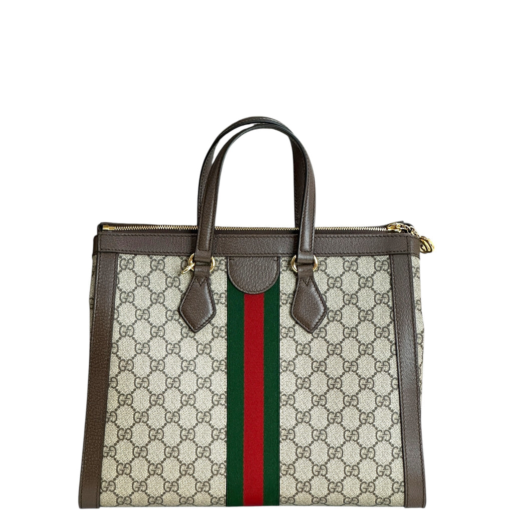 Gucci Ophidia GG Top Handle Bag Large Web Beige GG Supreme Canvas