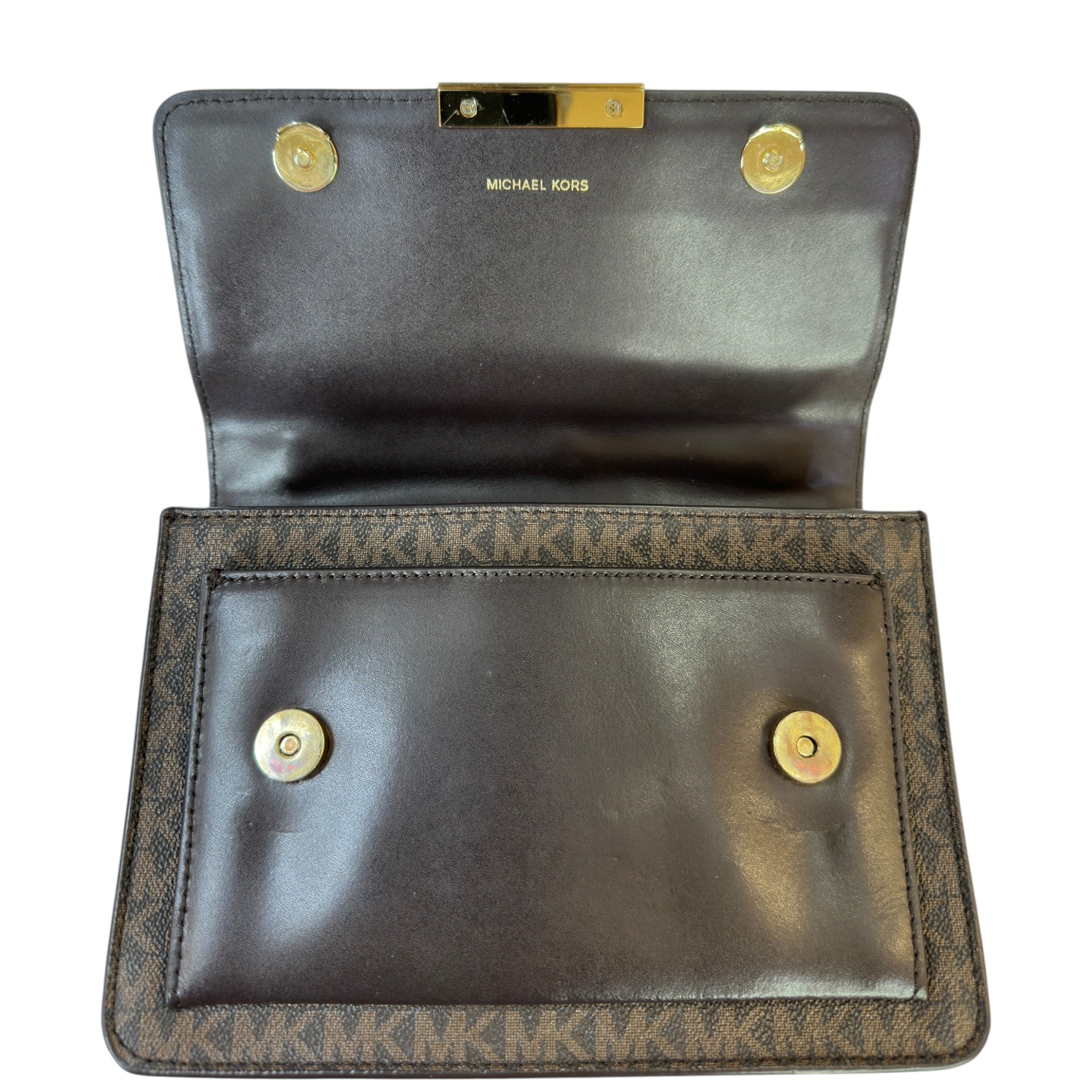 Michael Kors Jade Brand Print Sling Bag Brown Monogram Canvas