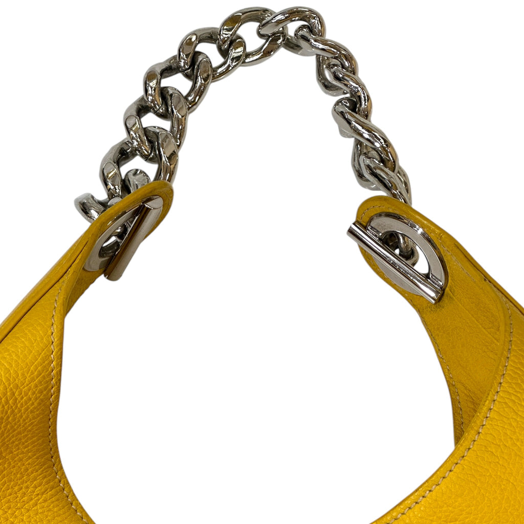 Prada Vitello Daino Chain Hobo Bag Yellow Leather