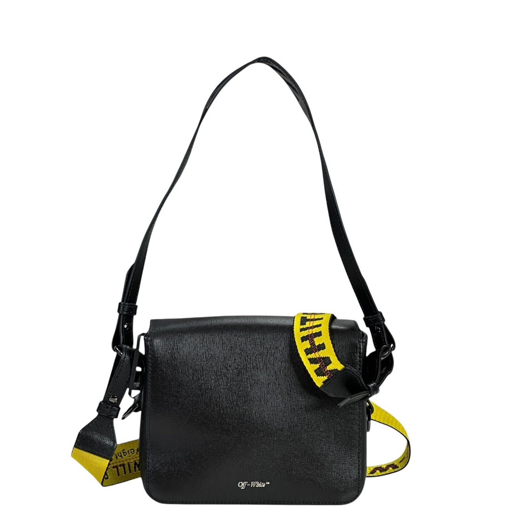 Off-White Diagonal Binder Clip Crossbody Bag Black/White Leather