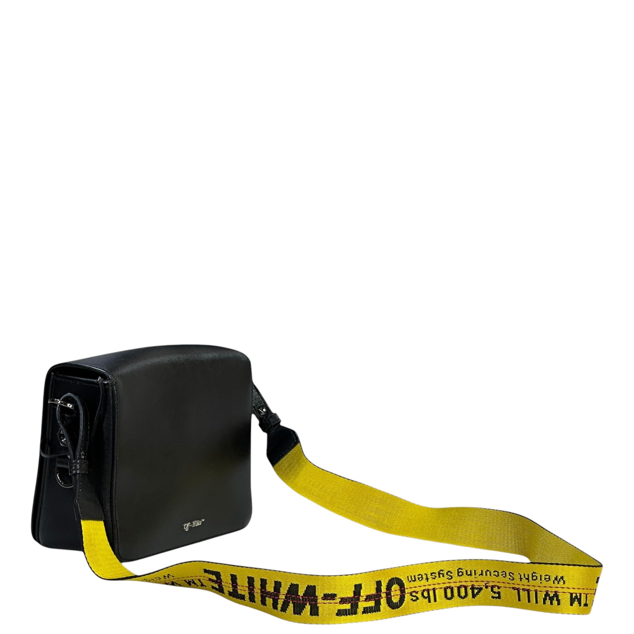 Off-White Diagonal Binder Clip Crossbody Bag Black/White Leather