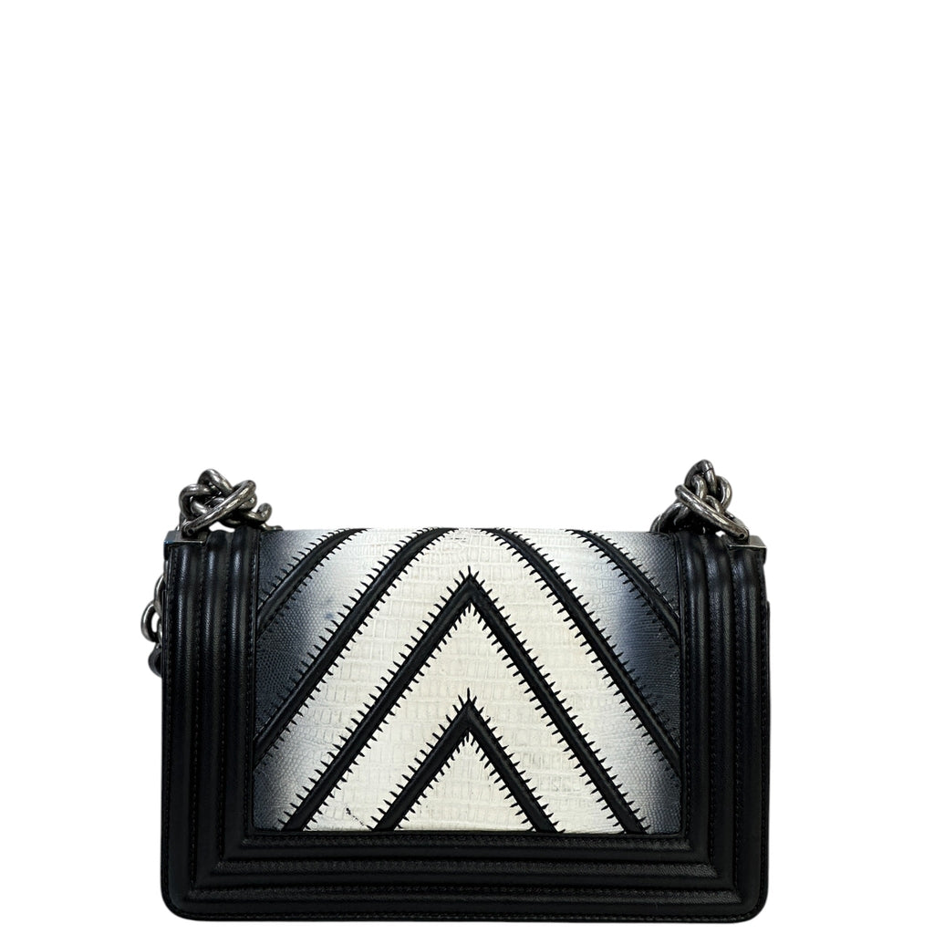 Chanel Boy Bag Small Black Chevron Lizard Airlines